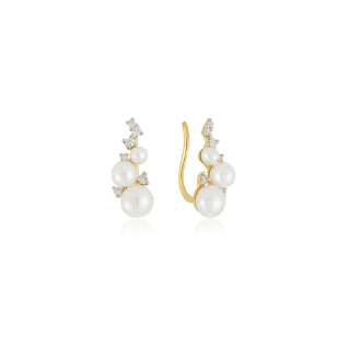 EF Collection 14k Diamond and Pearl Ear Climber
