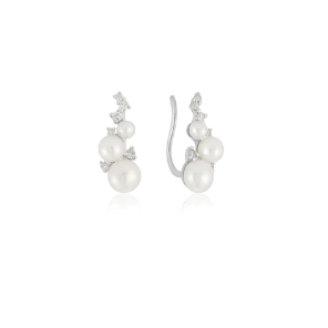 EF Collection 14k Diamond and Pearl Ear Climber