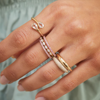EF Collection 14k White Quartz Double Pear Ring