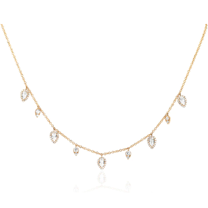 EF Collection 14k Diamond and White Quartz Ultimate Teardrop Necklace