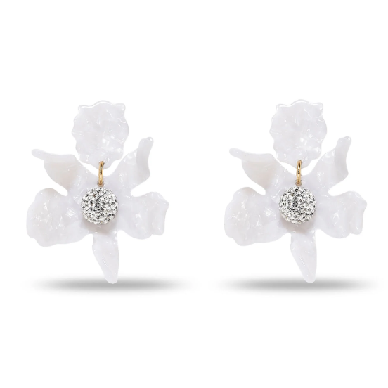 Lele Sadoughi Mother of Pearl Small Crystal Lily Earrings