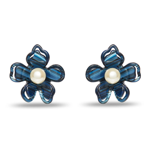 Lele Sadoughi Tile Blue Azalea Button Earrings