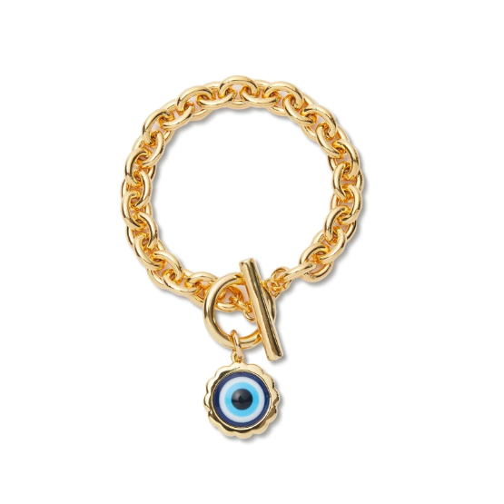 Lele Sadoughi Gold Evil Eye Charm Bracelet