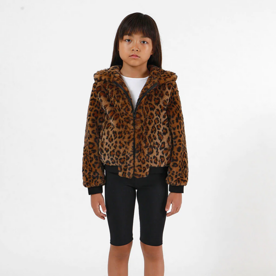 apparis kids, apparis lily kids coat in leopard.