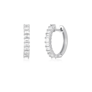 ef collection prong set diamond baguette hoop earring