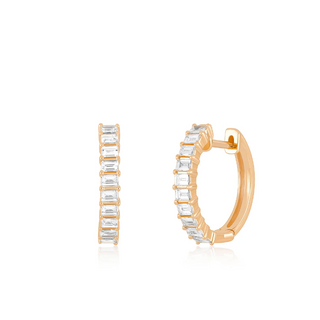 ef collection prong set diamond baguette hoop earring