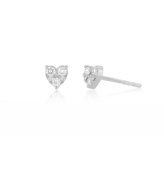 EF Collection Full Cut Diamond Mini Heart Earrring