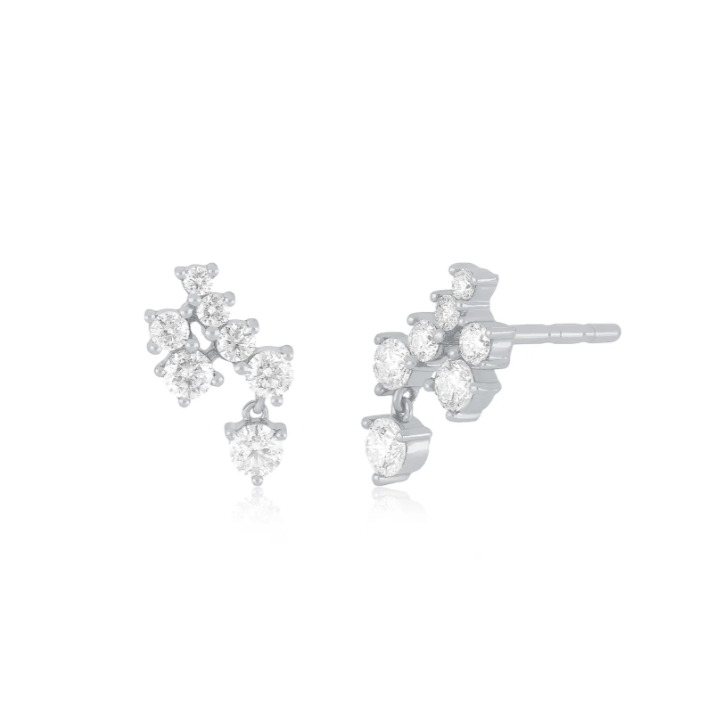 EF Collection Diamond Cluster Dangle Stud-Left Ear