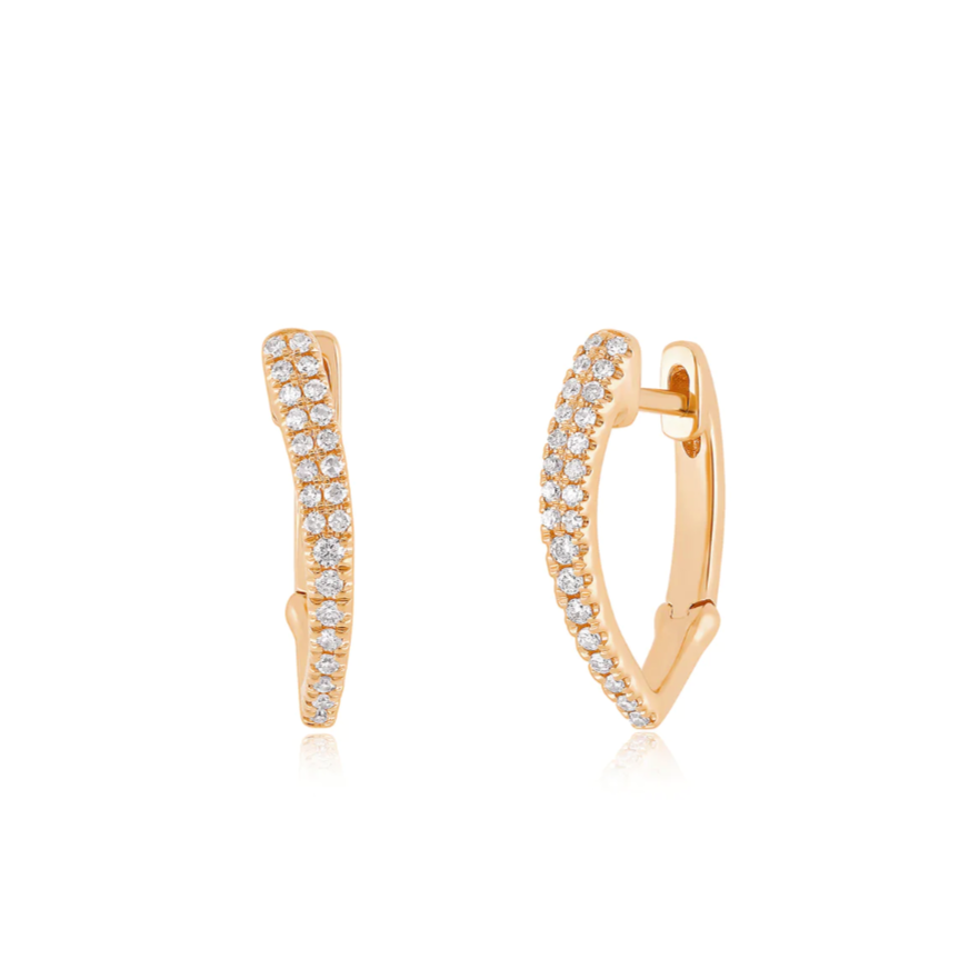 EF Collection 14k Diamond Pointed Huggie Earring