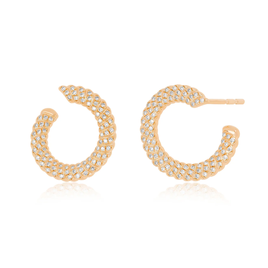 EF Collection 14k Diamond Twist Wrap Earrings