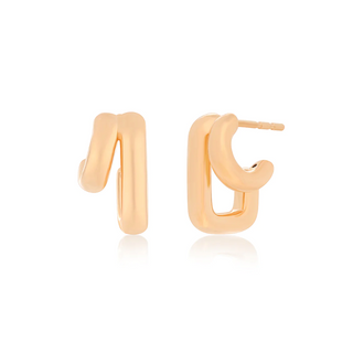 EF Collection Double Gold Jumbo Huggie Earring