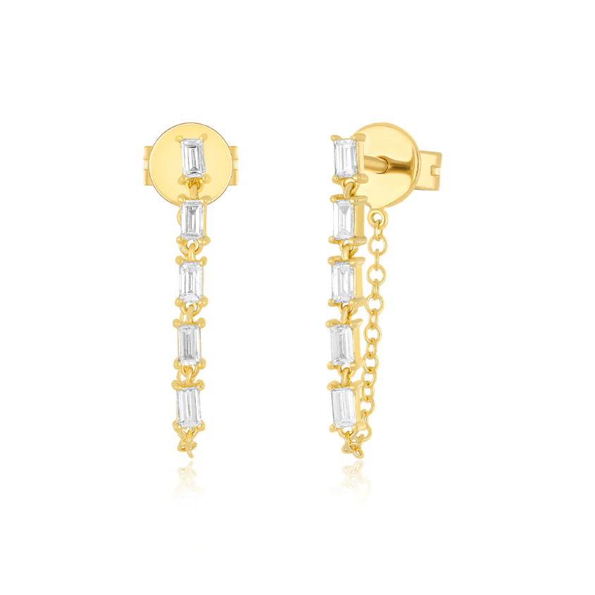 ef collection multi diamond baguette chain stud earring