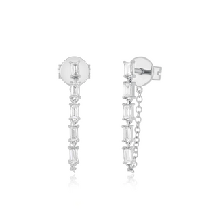 EF Collection Multi Diamond Baguette Chain Stud Earring