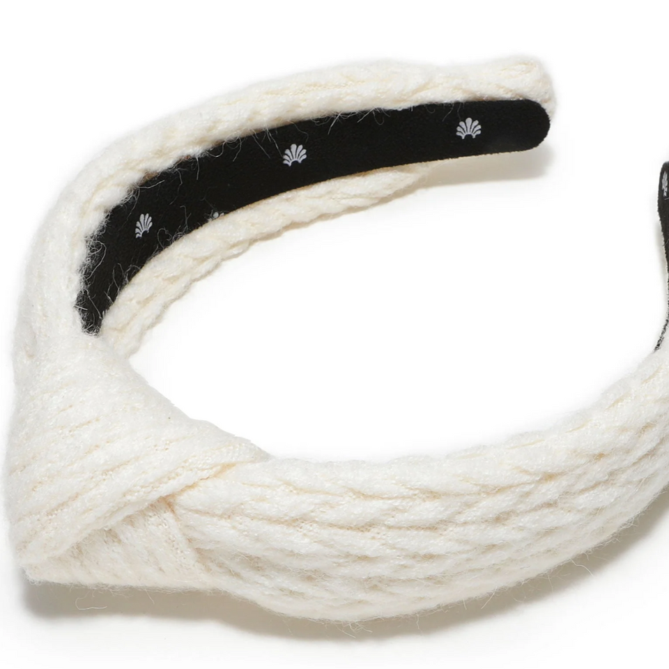 lele sadough ivory cable knit slim knotted headbanc