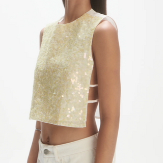 Les Coyotes De Paris Sequin Top Off White/Yellow Sequins