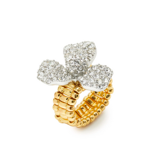 Lele Sadoughi Crystal Pave Trilium Stretch Ring