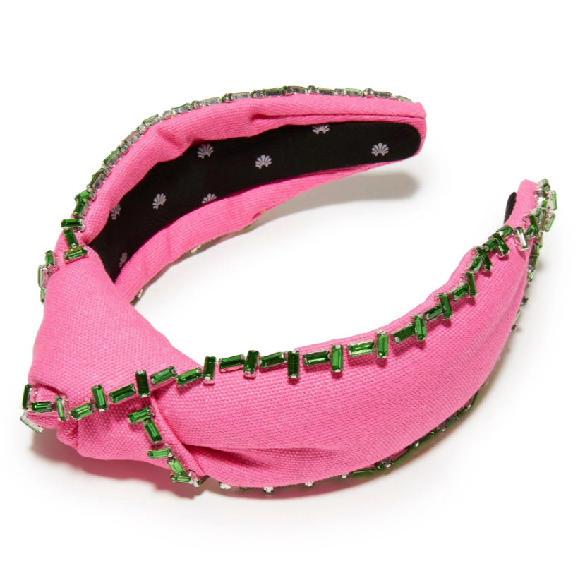 Lele Sadoughi Flamingo Crystal Trim Knotted Headband