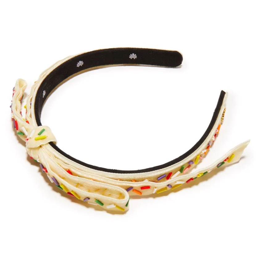 Lele Sadoughi Buttercream Embellished Bardot Slim Ribbon Headband