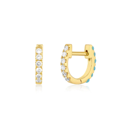 ef collection reversible diamond and turquoise mini huggie, ef collection mini huggie