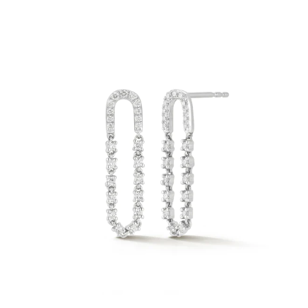 EF Collection Diamond Loop Chain Stud Earring