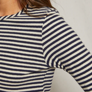 Perfect White Tee Dylan Cotton Long Sleeve Slim Tee Navy Stripe