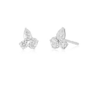 EF Collection Triple Diamond Cluster Stud Earring