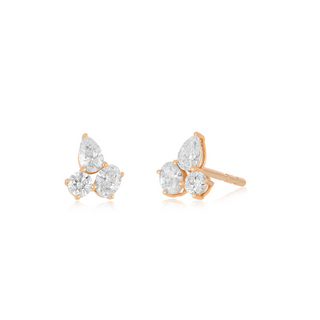 EF Collection Triple Diamond Cluster Stud Earring