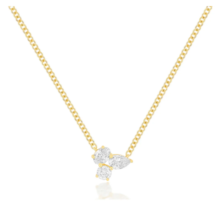 ef collection necklace, ef collection triple diamond cluster