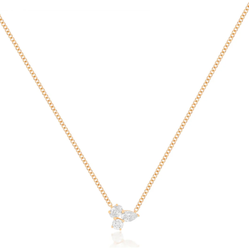 EF Collection Triple Diamond Cluster Necklace