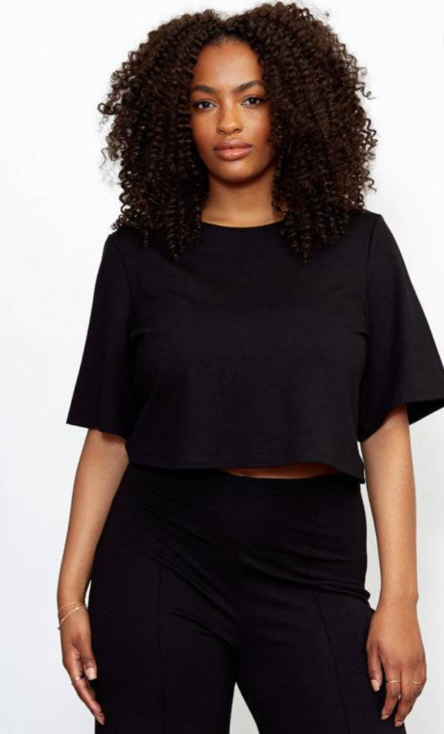 Ripley Radar Black Ponte Knit Short Sleeve Top