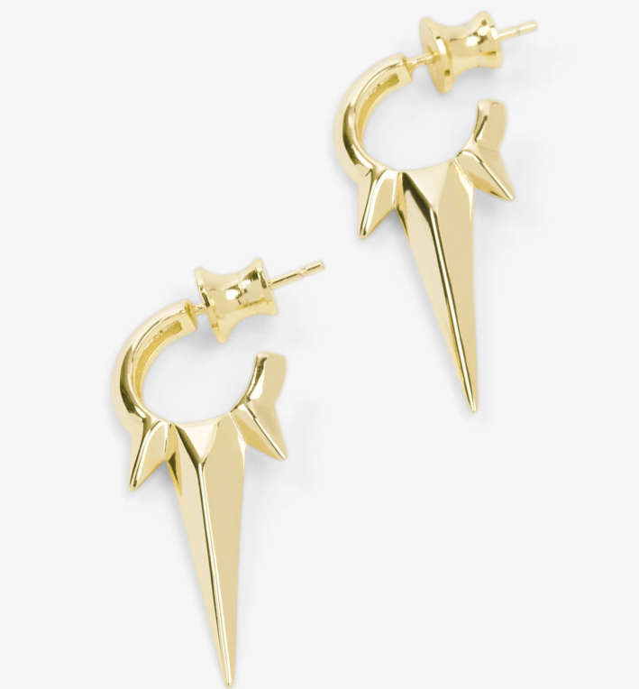 Melinda Maria, Melinda Maria earrings, Jewelry, Melinda Maria Gold Accessories, Accessory, Fashion Jewelry, Gold Earrings, Gold Hoops, Earring, Hoops, Melinda Maria Gold Hoop Earrings, Spike Earrings, Smooth Spike Earrings