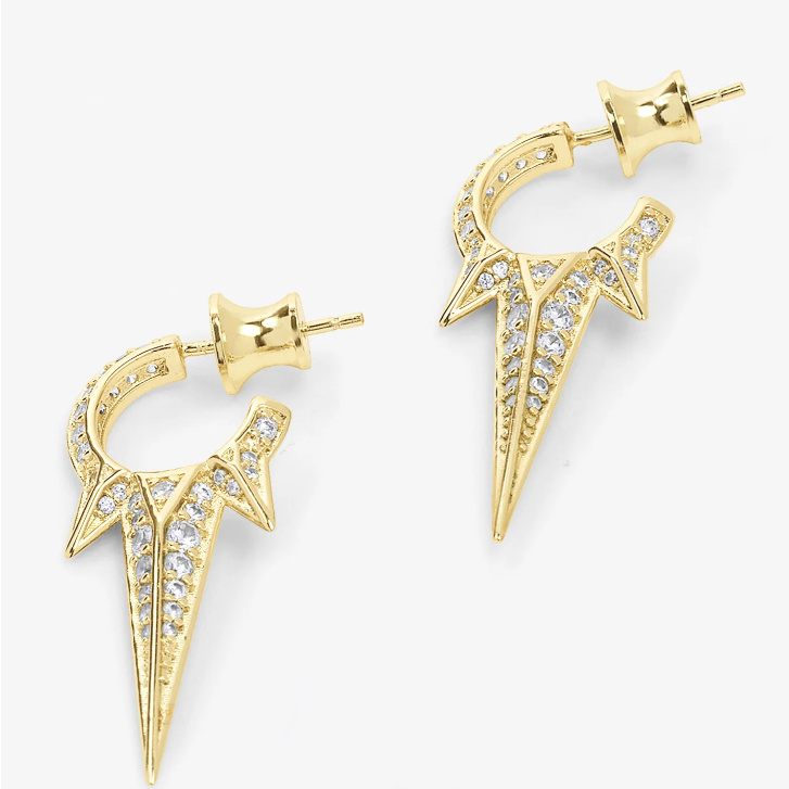 Melinda Maria, Melinda Maria earrings, Jewelry, Melinda Maria Gold Accessories, Accessory, Fashion Jewelry, Gold Earrings, Gold Hoops, Earring, Hoops, Melinda Maria Gold Hoop Earrings, Spike Earrings, Smooth Spike Earrings, Diamond and Gold Earrings