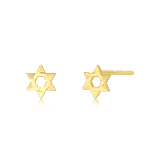 EF COLLECTION Star of david earrings, star of david jewelry, gold jewelry, Ef Collection gold jewelry, Ef collection earrings, gold earrings, small earrings, star of david earrings
