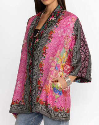 Johnny was rose spark yena reversible kimono, Johnny Was kimonos, johnny was, kimonos, jackets, pink kimonos, johnny was reversible kimonos, black kimonos, flower kimonos, Johnny was pink kimonos