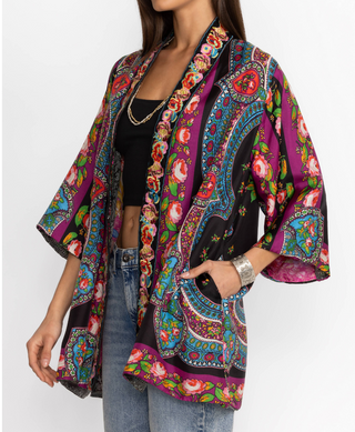 Johnny was rose spark yena reversible kimono, Johnny Was kimonos, johnny was, kimonos, jackets, pink kimonos, johnny was reversible kimonos, black kimonos, flower kimonos, Johnny was pink kimonos