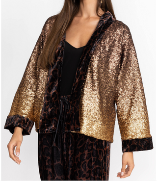 Johnny Was Sequin Gold Plaza Kimono (lined)