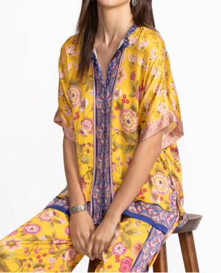 Johnny Was Audrey Short Sleeve Mandarin Collar Camara