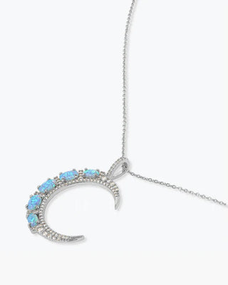 Melinda Maria She's An Icon Blue Opal Moon Necklace