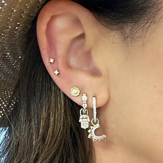 Three Stories Diamond Prong Set Stud Earring