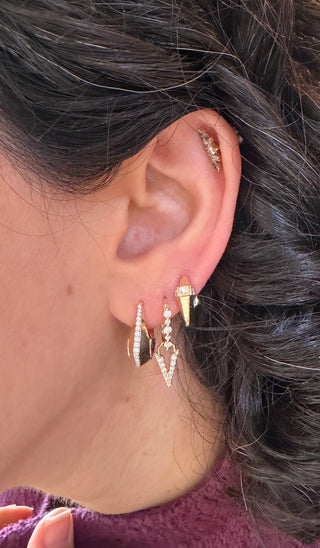 Three Stories Prism Amethyst Architectural Diamond Hoop Earring