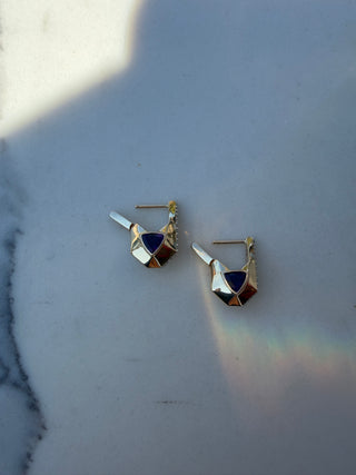 Three Stories Prism Amethyst Architectural Diamond Hoop Earring