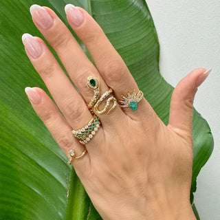 Three Stories Serpent Coil Wrap Around Flip Ring