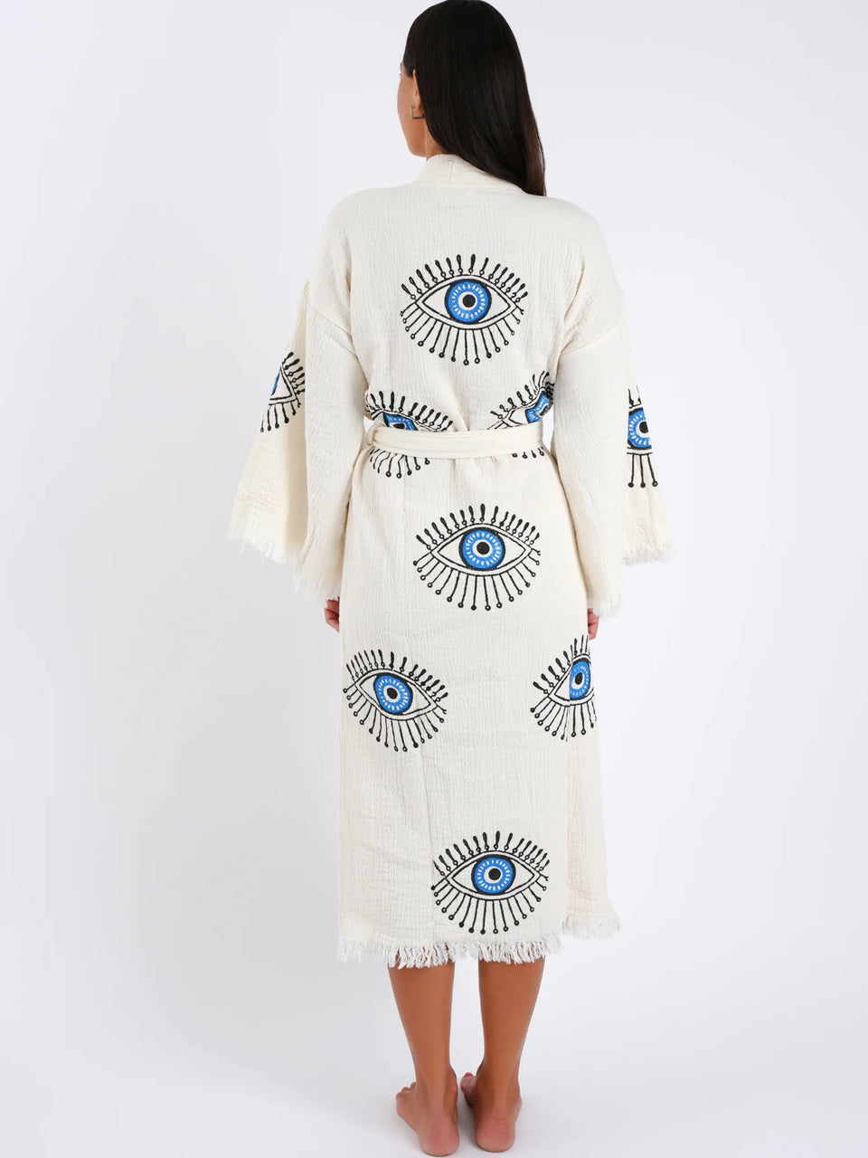 peshtemal robe with blue evil eye