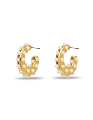 Lele Sadoughi Pearl Archer Mini Hoop Earrings