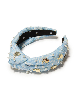  BLUE EMBELLISHED BUNNY KNOTTED HEADBAND