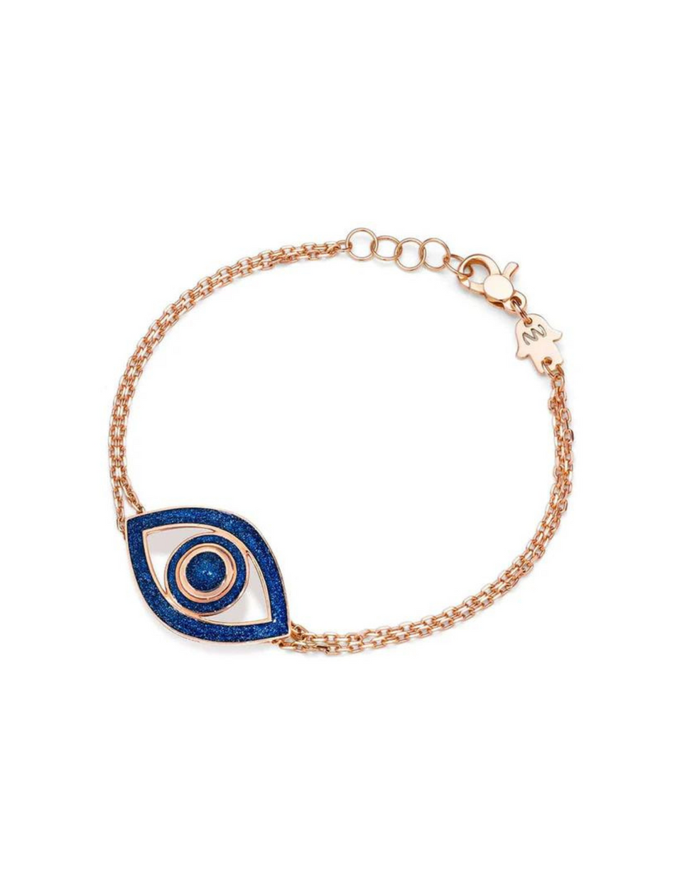 Netali Nissim Big Eye Bracelet Blue Glitter Enamel & Sterling Silver Rose Gold Clad