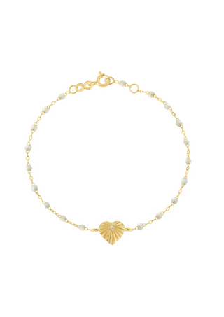 Gigi Clozeau Classic Heart Lumière Diamond Bracelet Opal & Yellow Gold