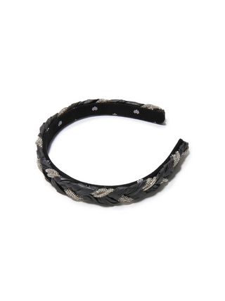 Lele Sadoughi Black Crystal Gigi Raffia Braid Headband