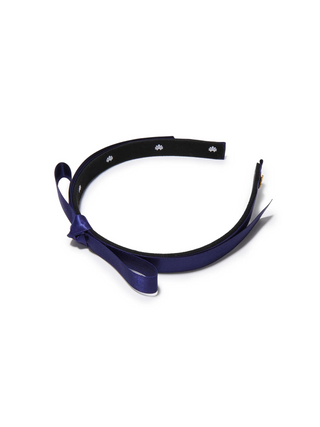 Lele Sadoughi Navy Bardot Satin Ribbon Headband
