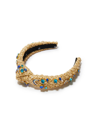 Lele Sadoughi Azure Raffia Kids Knotted Dolphin Embellished Headband